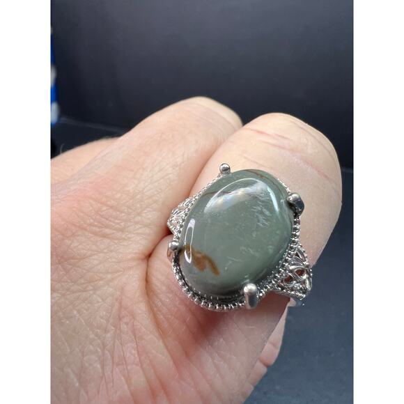 NEW Venus Jasper ring in platinum over brass size 10 - Picture 2 of 15